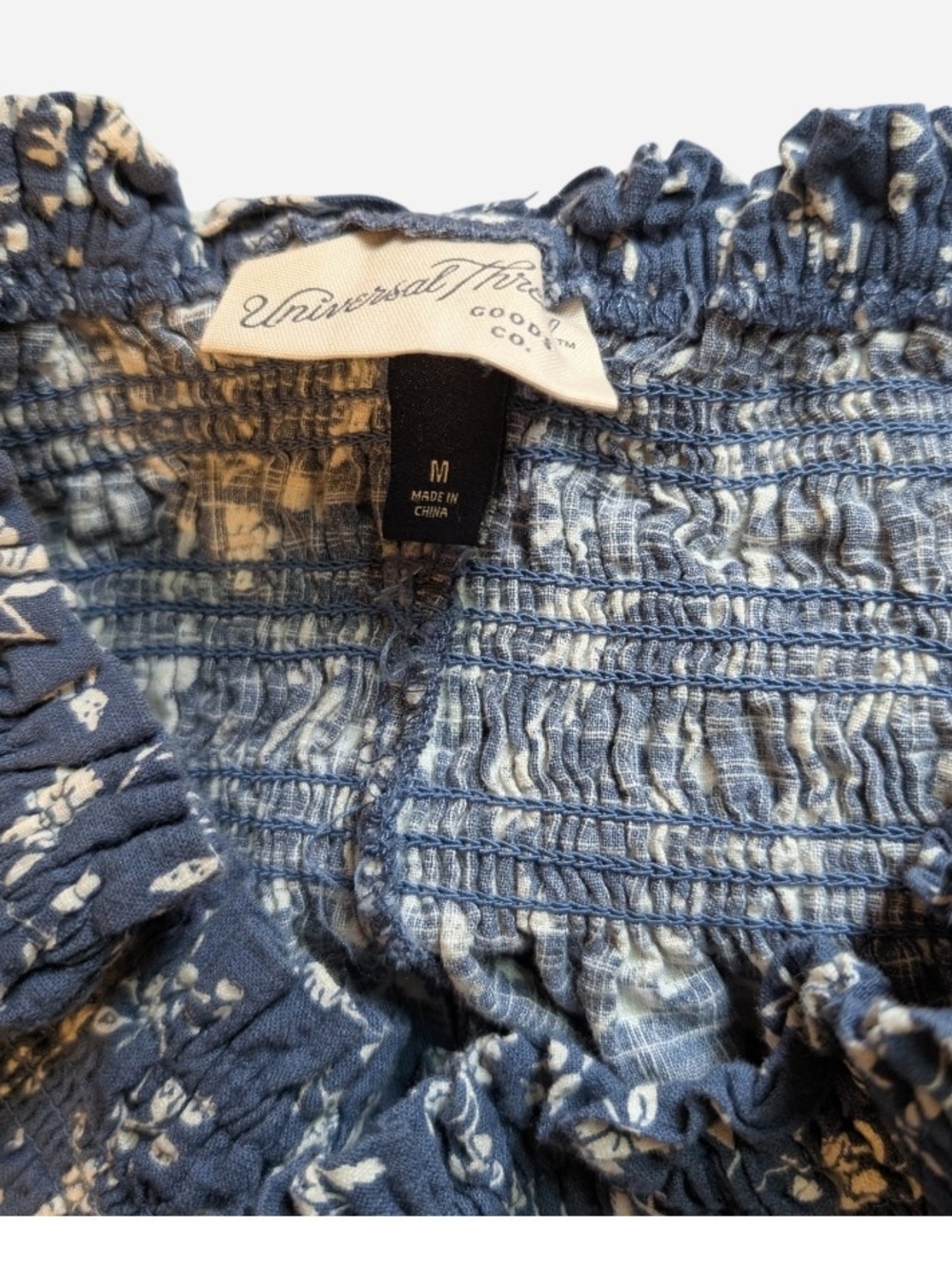 Universal Thread Blue and White Floral Smocked-Waist Midi Skirt - Picture 5 of 7